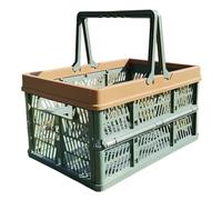 Akfldms Japanese Style Picnic Basket-Foldable-Large Capacity Spring Outing Tote for Shopping& Carrying Vegetables Green