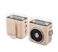 Akfldms Mini Magnetic Backclip Bluetooth Speaker Time Display Hifi Sound Music Box Wireless Night Light MP3 Handsfree Call Beige