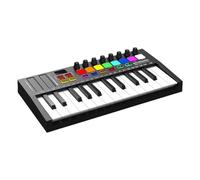 Akfldms Mini Portable MIDI Control Keyboard, USB, Sequencer Keyboard, Backlit Drum Pads, 8 Knobs, OLED, 25-Key Controller