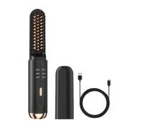 Akfldms Mini Straightening Brush for Men:Cordless for Men Heated Beard Brush, Electric Hot Comb, Anti-Scald Beard Straightener