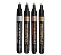 Akfldms Mirror Chrome Metallic Markers Pen, 4 Colors Metallic Paint Pen, Reflective Gloss, 2-3mm Larger Application Area
