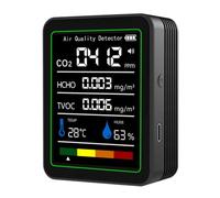 Akfldms MT05 CO2 Detector Indoor Air Quality Monitor CO2 Meter TVOC HCHO Temperature Humidity Tester USB Rechargeable Black