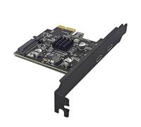 Akfldms New 2Port TYPE-C PCIE Card PCI Express 3.0 X1 to Dual USB-C Expansion Card Power USB3.2 Gen2 10Gbps ASM3142 Chip