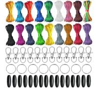 Akfldms Nylon String for Bracelet Making Kit+ Satin Rattail Cord for Beading Keychain Clips+ Key Ring Necklace,Macrame