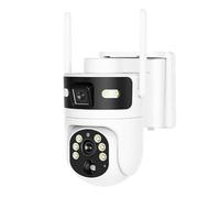 Akfldms Outdoor 4G Solar-Powered 4MP Dual Lens Camera PTZ Motion Detection Auto Tracking Dual Screen Security Cam for North America