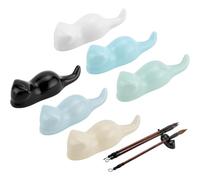 Akfldms Paint Brush Stand for Calligraphy Painting Art, 6PCS Cats Porcelain Brush Holder, 6 Colors Ceramic Pen Rest Holders