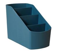 Akfldms Pen Pencil Remote Control Holder Stationery Organizer with 4 Compartments Plastic Desk Organizer Multi Functional Blue