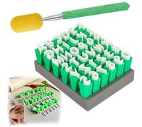 Akfldms Polymer Clay Tools- Alphabet Stamps Set with Stretch Sponge Stickfor Sticker for Clay Pottery, Small Fondant Embossing DIY Stamps