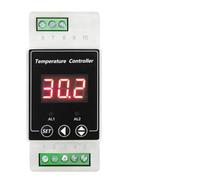 Akfldms Professional Digital Temperature Controller DC8-24V 2-Way Relay with Relays Output Din Rail Mounted Controller for Heating and Cooling Cylindrical Probe