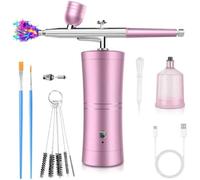 Akfldms Rechargeable Air Brush Painting Set for Nails W/32 Psi Compressor, 0.3mm Non-Clogging Nozzle for Makeup B