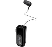 Akfldms Retractable Cable Bluetooth Headset with Noise-Canceling Mic Clip, Connects to 2 Phones for Business