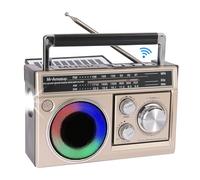 Akfldms Retro Pocket Radio with Bluetooth Speaker, Portable AM FM Radio Featuring Flashlight,Strong Signal Reception, Colorful Light Effects
