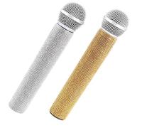 Akfldms Rhinestone Simulation Microphone Props Sparkly Fake Microphone for Home Decoration Ornament for Singing Speaking Practice
