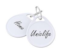 Akfldms Round White 1.5 Inch Tough Plastic Key Tags Sturdy Item Identifiers Blank Stickers and Split Rings 100PCS