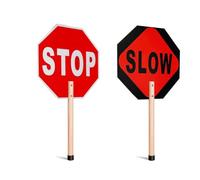 Akfldms Rust Free Aluminum 13x13 Octagon Crossing Guard Sign 2pcs Stop Slow Sign Traffic Double Sided Reflective Slow Warning