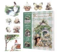 Akfldms Scrapbook Supplies- Garden Junk Journal Stickers(50 Sheets), Watercolor Scrapbooking for Adults Green