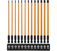 Akfldms Security Tamper Proof Star Bit Set- 13-Piece Long Torx Bits(6") T6 Through T40 Magnetic S-2 Steel 1/4" Hex Shank with Holder