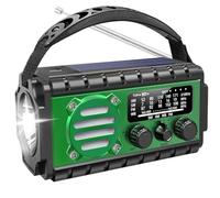 Akfldms Solar Powered 20000mAh Radio AM/FM Hand Crank USB Charging Power Bank Flashlight SOS Sound