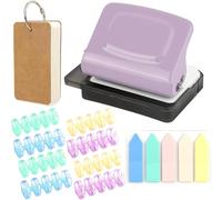 Akfldms Spiral Binding Machine-Mini 6-Hole Puncher, Includes Binder Rings, Index Sticker and Card- Works A5, B5, A4 Paper Punch