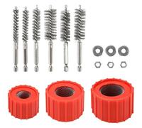 Akfldms Stainless Steel Bristle Tube Bore Brushes-Copper Pipe Cleaning Brush Set for 1/2", 3/4", 1" for Drill Fit