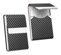 Akfldms Stainless Steel Business Card Holder, Leather Material, RFID Blocking Functionality-Slim Metal Design for Women or Men