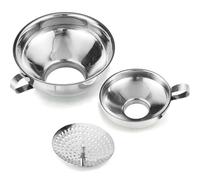 Akfldms Stainless Steel Kitchen Use Funnels with Strainer for Filling Bottles, Metal Funnel Set Canning Supplies Kit for Oil Power Jam Grains Dry & Wet Ingredients