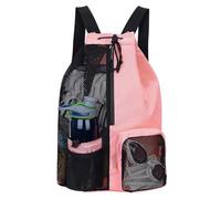 Akfldms Swim Bag Mesh Drawstring Backpack for Swimming, Gym, Pool, Workout Gear & Sports Pink
