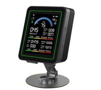 Akfldms Temperature and Humidity CO2 Air Quality Monitor C02 Lemperature Humidity HCHO TVOC PM2.5 PM10 CO AQl Meter Formaldehyde Monitor Black