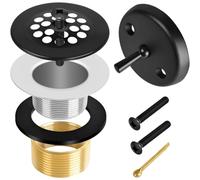 Akfldms Universal Matte Black Trip Lever Bath Tub Drain Kit for 1-1/2" and 1-3/8" Tub Replacement Parts, Tub Trim Kit