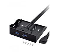 Akfldms USB 3.0 2-Port Front Panel 19-Pin to USB 3.0 Metal Bracket Expansion Cable Adapter 3.5-Inch USB Hub for PC Desktop