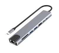 Akfldms USB-C Hub USB 3.0 Type C HUB with Ethernet, 4K HD, USB 3.0, SD Card Reader, 87W PD Charging High-Speed Data Transfer for Windows、MacOS