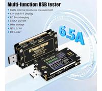 Akfldms USB Multimeter USB C Power Mester Tester USB-C Testers DC 4-25V 6.5A 1.77-Inch Multi-Function Voltage and Current Meter