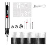 Akfldms USB Rechargeable Engraving Pen Mini Rotary Tool Kit Engraver for Wood, Metal, Glass, Plastic Ideal for DIY, Jewelry, and Model Making Silver