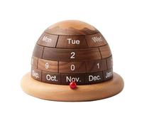Akfldms Walnut Wood Calendar Rotatable Wooden Planet Desk Calendar with Heavy Duty Base for Home Bedroom Date Week