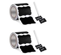 Akfldms Wavy Shape Chalkboard Labels,Erasable Reusable Rectangle Blackboard Stickers with 2 Liquid Chalk Pen,300 Pieces