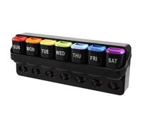 Akfldms Weekly Pill Organizer-Portable One-Time A Day for Vitamins Fish Oil/Supplements Medication Reminder Box Black