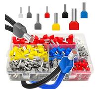 Akfldms Wire Connector, Cord Pin End Terminal 750Pcs Dual Bootlace Wire Ferrules Double Wire Ferrule Kit 8-22 AWG, Twin Ferrules