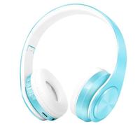 Akfldms Wireless Bluetooth Headphone Stereo Headband Headset Macaron Blue Color Support FM MP3 Mic for Mobile Tablet