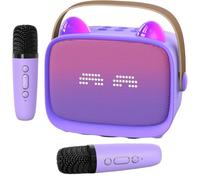 Akfldms Wireless Bluetooth Speaker Portable Mini Karaoke Machine with 2 Microphones K-Song Functionality for Family Singing A