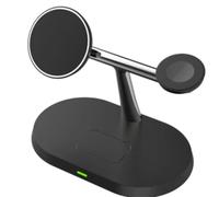 Akfldms Wireless Charging Station Charger Super Fast Charging for Most Smartphones, Smart Watch and Earbuds Via Magnetic Black