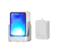 Akfldms Wireless Doorbell 7 Color Flashing Light Motion Sensor Bell for Elderly Service Call Button Ring for Deaf People Persons White