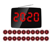 Akfldms Wireless Restaurant Pager Calling System 20 Call Button + 1 LED Display forBar Restaurant Customer Service UK Plug