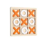 Akfldms Wooden Board Tic- Toe Game XO Table Game Toy Classical Family Children Puzzle Game Educational Toys Orange + White