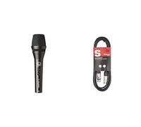 AKG P5s Professional Dynamic Live Vocal Microphone With Switch & Stagg SMC3 3m XLR to XLR Plug Microphone Cable, Black