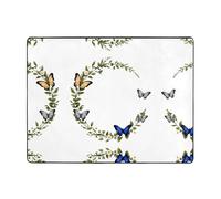 AKGFFDS Anti-slip floor mat carpet 63x48in Daisy butterfly wreath Printing good water absorption suitable for kitchen, bathroom and living room