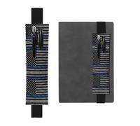 AKGFFDS Black American Thin Blue Line Flag Printing PVC Leather Pencil case Bookmark 2-in-1 Anti Slip Storage Essential for Travel Accounts
