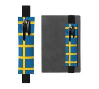 AKGFFDS Black Swedish Flag Printing PVC Leather Pencil case Bookmark 2-in-1 Anti Slip Storage Essential for Travel Accounts