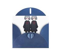 AKGFFDS Blue Holiday greeting check blank card and pearl beautiful blank note block A conjoined ghost Printing