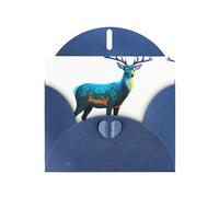 AKGFFDS Blue Holiday greeting check blank card and pearl beautiful blank note block Celtic Style Deer Printing