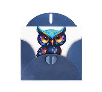 AKGFFDS Blue Holiday greeting check blank card and pearl beautiful blank note block Cosmic Owl Printing